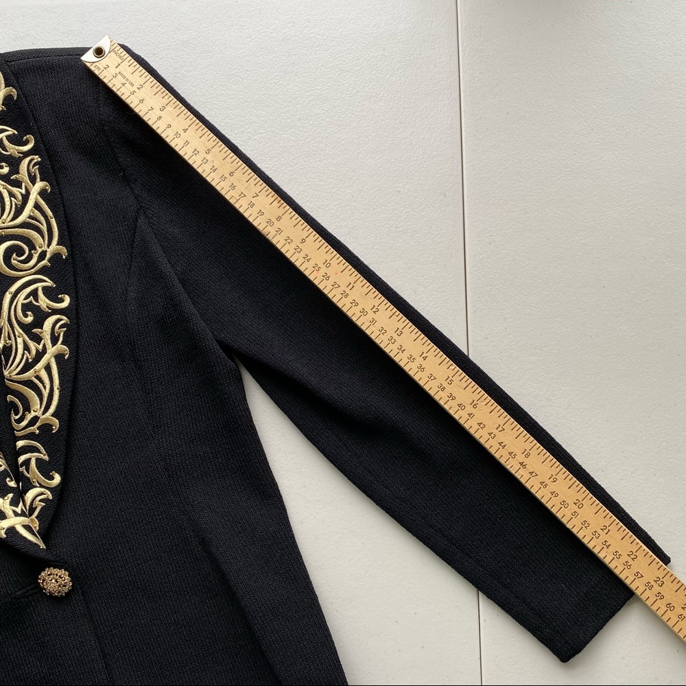 SOLD St. John Evening knit blazer embellished formal jacket black with gold 4 - Picture 12 of 12